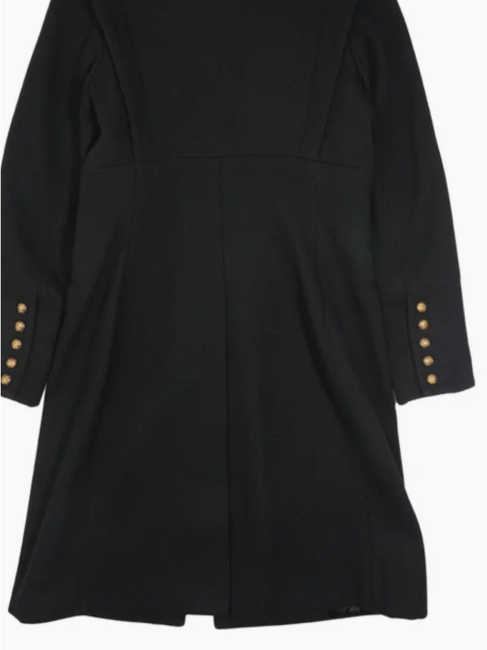Smythe Black Double-Breasted Long Coat with Gold Buttons - Picture 3 of 5